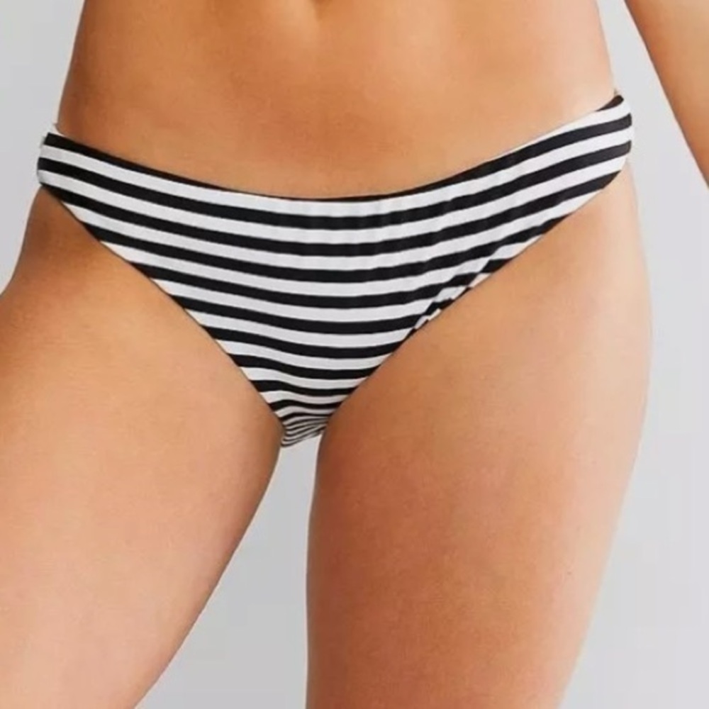 Raisins full moon swim bikini bottom stripes black white brown low rider New L